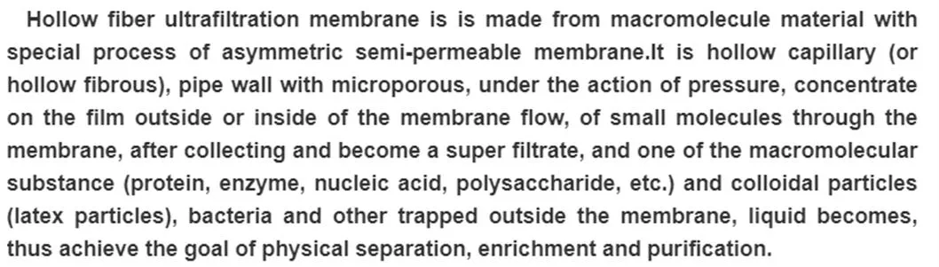 Polypropylene PVDF Hollow Fiber Membrane Ultrafiltration 2860 2880 4040 8040